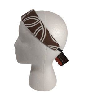 Banded Brown and White 2" No-slip Fabric Women's Headband